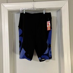 Pop fit Women's Athletic Shorts Black /Blue Trim and  Pockets 5xl New